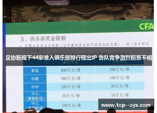 足协新规下44家准入俱乐部排行榜出炉 各队竞争激烈前景不明